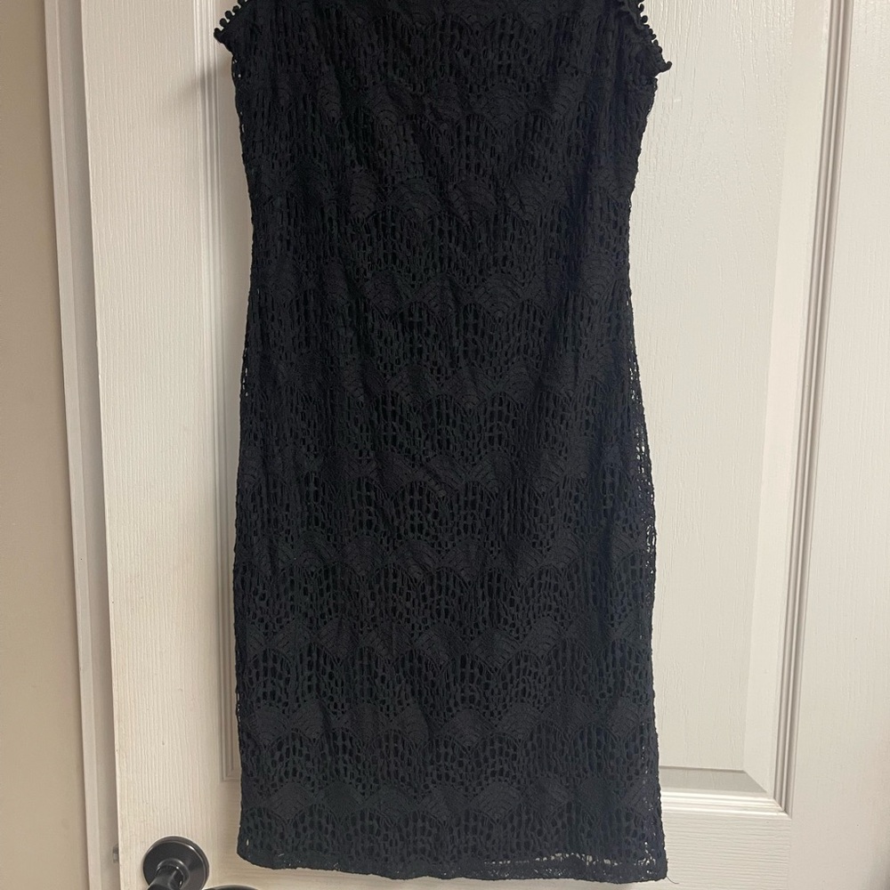 Mlle Gabrielle Black Lace Midi Dress